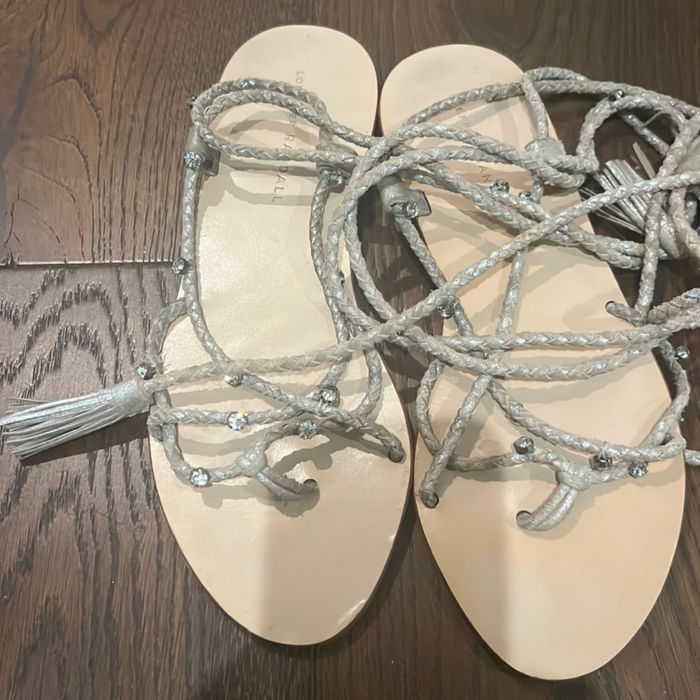 Loeffler Randal Rhinestone Tie Sandals Size 8